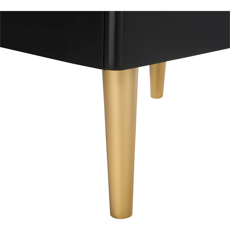 Meridian Furniture Zayne Contemporary Metal Nightstand in Rich Black Finish