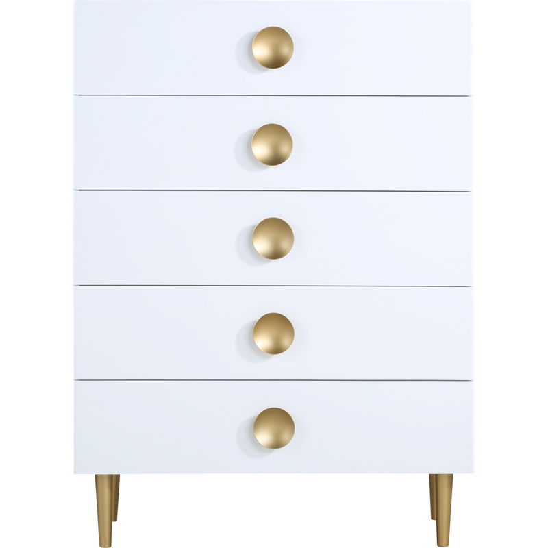 Meridian Furniture Zayne Contemporary Metal Chest in Rich White Finish
