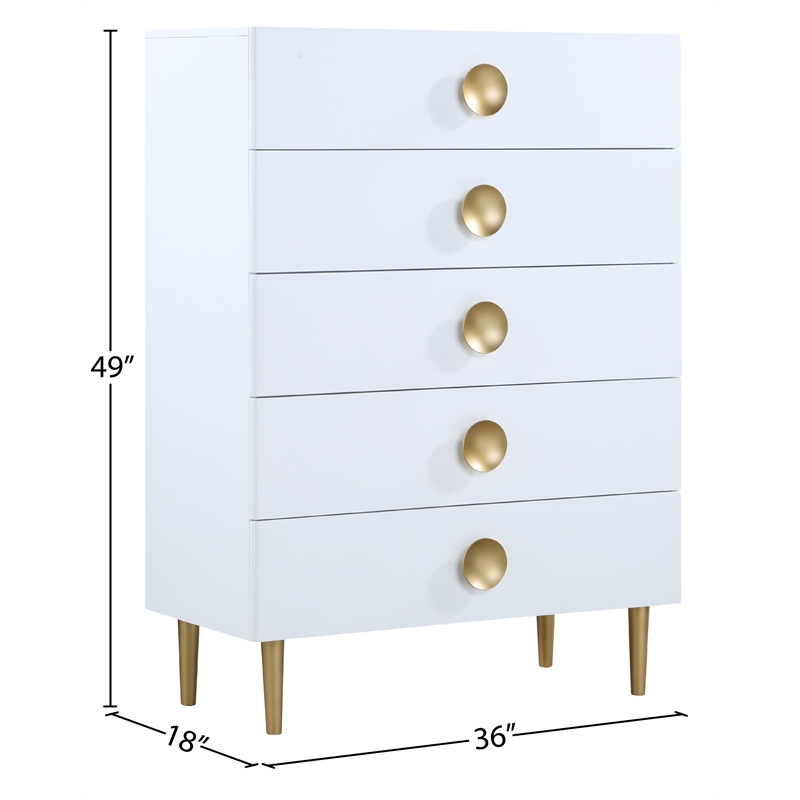 Meridian Furniture Zayne Contemporary Metal Chest in Rich White Finish