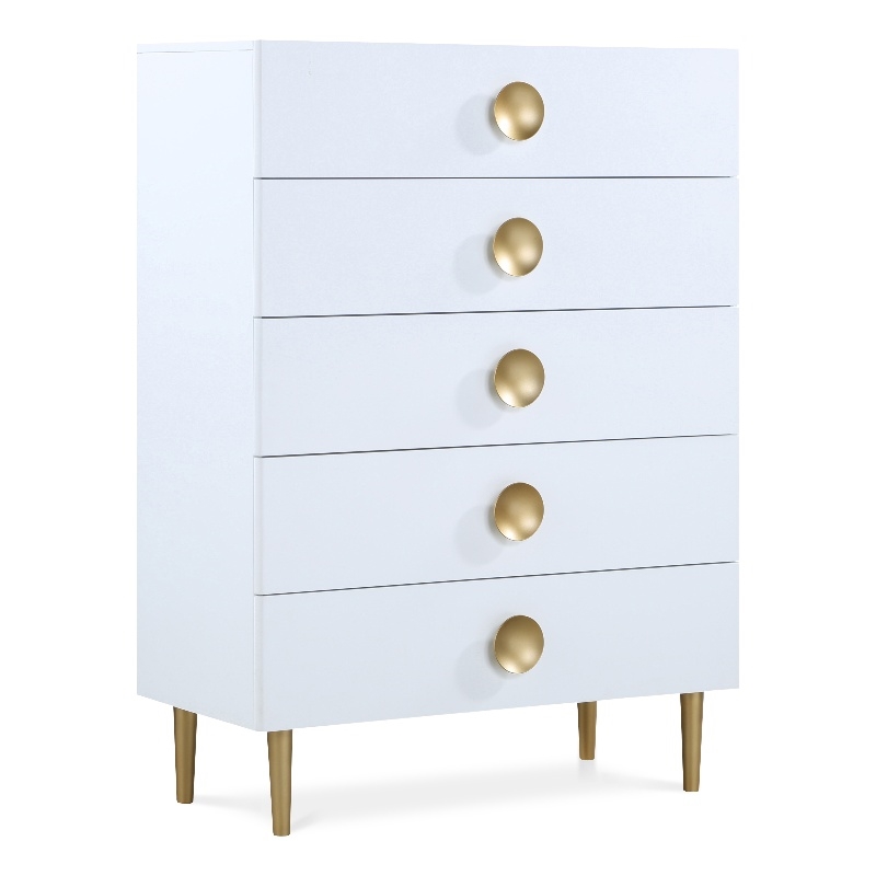 Meridian Furniture Zayne Contemporary Metal Chest in Rich White Finish