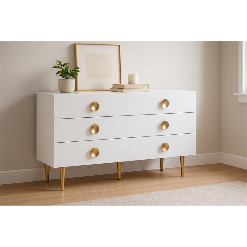 Meridian Furniture Zayne Contemporary Metal Dresser in Rich White Finish