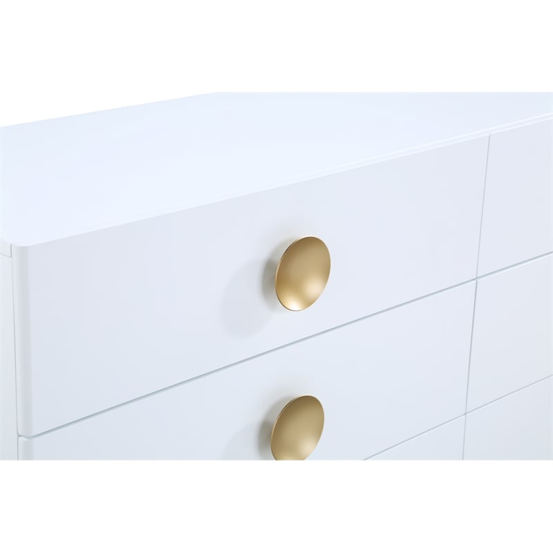 Meridian Furniture Zayne Contemporary Metal Dresser in Rich White Finish