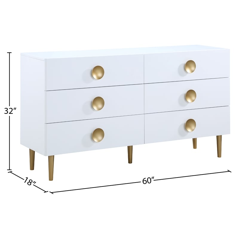 Meridian Furniture Zayne Contemporary Metal Dresser in Rich White Finish