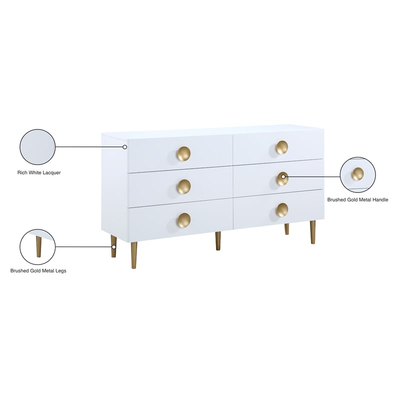 Meridian Furniture Zayne Contemporary Metal Dresser in Rich White Finish