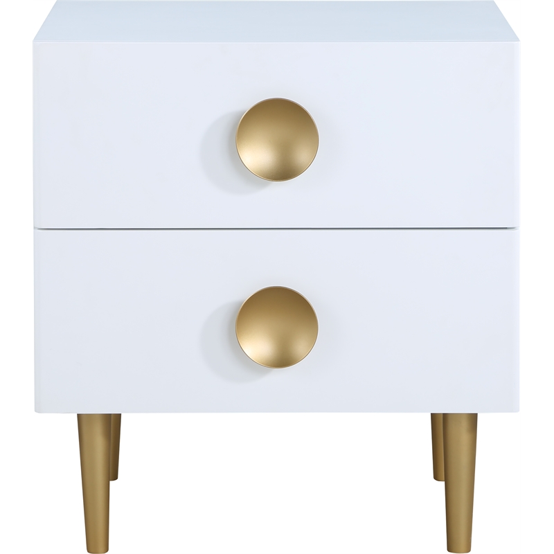 Meridian Furniture Zayne Contemporary Metal Nightstand in Rich White Finish