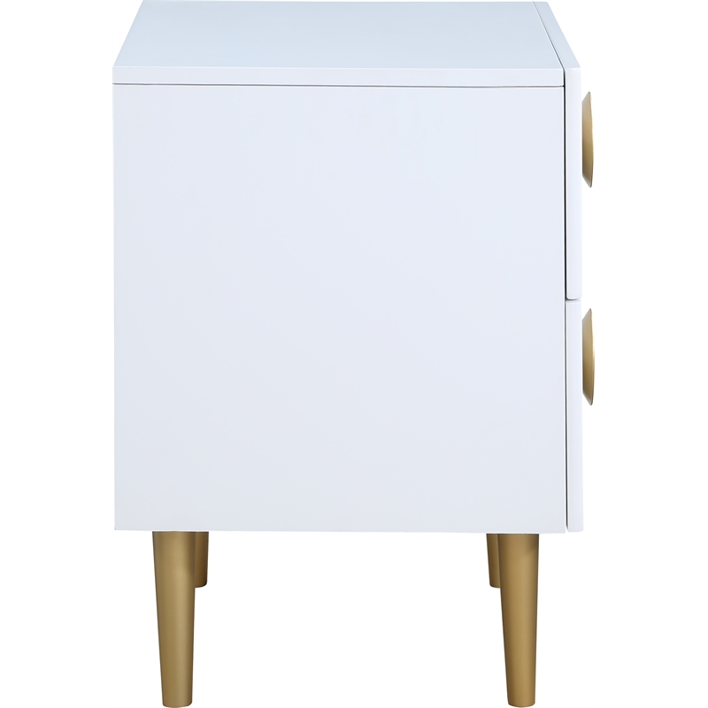 Meridian Furniture Zayne Contemporary Metal Nightstand in Rich White Finish