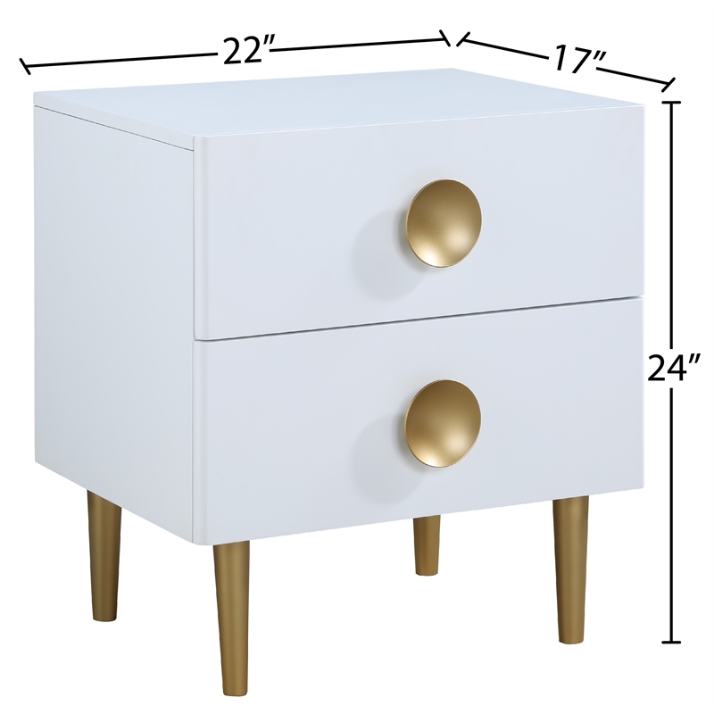 Meridian Furniture Zayne Contemporary Metal Nightstand in Rich White Finish