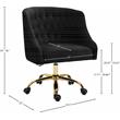 Meridian Furniture Arden Swivel Adjustable Black Velvet and Gold Office Chair