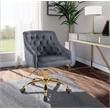 Meridian Furniture Arden Swivel Adjustable Gray Velvet and Gold Office Chair
