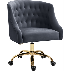 meridian furniture arden contemporary velvet tufted adjustable office swivel chair