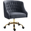 Meridian Furniture Arden Swivel Adjustable Gray Velvet and Gold Office Chair