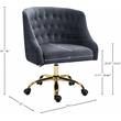 Meridian Furniture Arden Swivel Adjustable Gray Velvet and Gold Office Chair