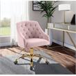 Meridian Furniture Arden Swivel Adjustable Pink Velvet and Gold Office Chair