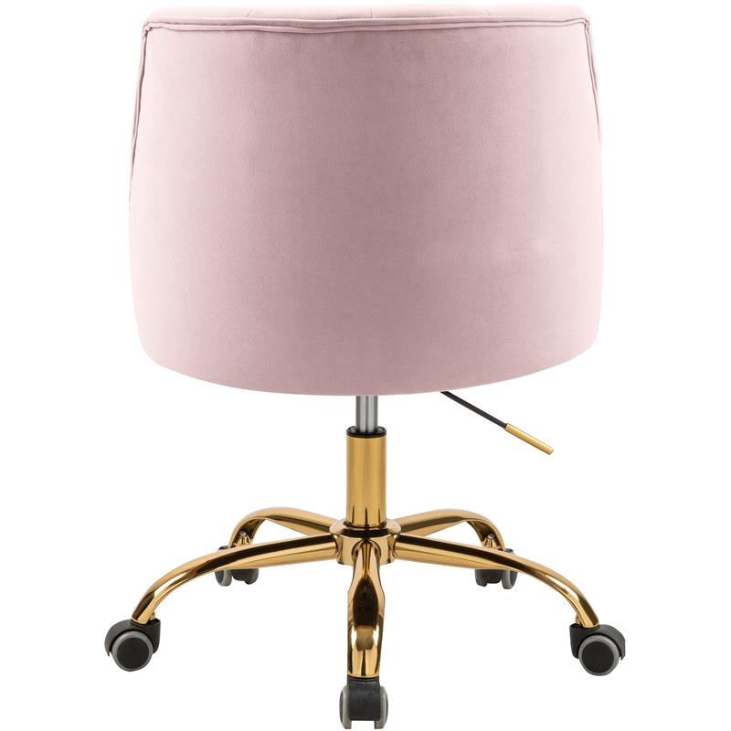 Meridian Furniture Arden Swivel Adjustable Pink Velvet and Gold Office Chair