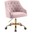 Meridian Furniture Arden Swivel Adjustable Pink Velvet and Gold Office Chair
