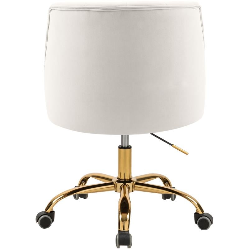Meridian Furniture Arden Swivel Adjustable Cream Velvet and Gold Office Chair