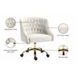 Meridian Furniture Arden Swivel Adjustable Cream Velvet and Gold Office Chair