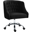 Meridian Furniture Arden Swivel Adjustable Black Velvet and Chrome Office Chair