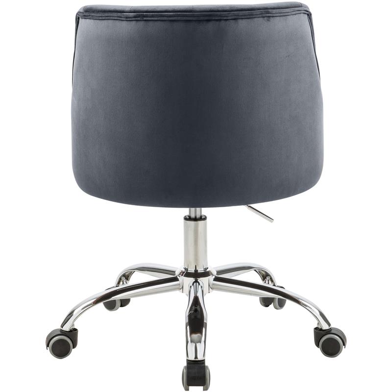 Meridian Furniture Arden Swivel Adjustable Gray Velvet and Chrome Office Chair