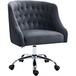 Meridian Furniture Arden Swivel Adjustable Gray Velvet and Chrome Office Chair