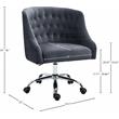 Meridian Furniture Arden Swivel Adjustable Gray Velvet and Chrome Office Chair