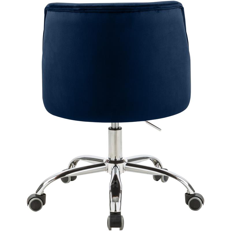 Meridian Furniture Arden Swivel Adjustable Navy Velvet and Chrome Office Chair