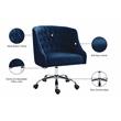Meridian Furniture Arden Swivel Adjustable Navy Velvet and Chrome Office Chair