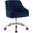 Meridian Furniture Arden Swivel Adjustable Navy Velvet and Chrome Office Chair