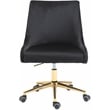 Meridian Furniture Karina Swivel Adjustable Black Velvet and Gold Office Chair