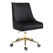 Meridian Furniture Karina Swivel Adjustable Black Velvet and Gold Office Chair