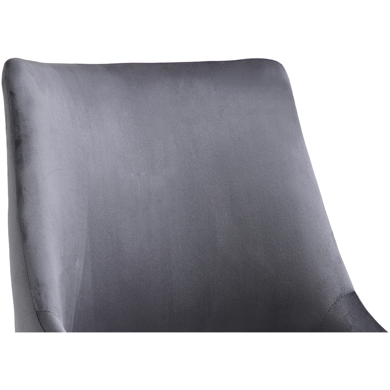 Meridian Furniture Karina Swivel Adjustable Gray Velvet and Gold Office Chair