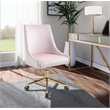 Meridian Furniture Karina Swivel Adjustable Pink Velvet and Gold Office Chair