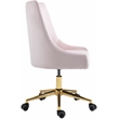 Meridian Furniture Karina Swivel Adjustable Pink Velvet and Gold Office Chair