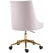 Meridian Furniture Karina Swivel Adjustable Pink Velvet and Gold Office Chair