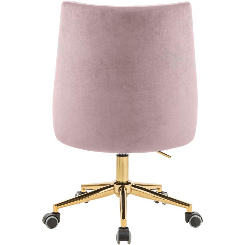 Meridian Furniture Karina Swivel Adjustable Pink Velvet and Gold Office