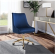 Meridian Furniture Karina Swivel Adjustable Navy Velvet and Gold Office Chair