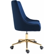 Meridian Furniture Karina Swivel Adjustable Navy Velvet and Gold Office Chair