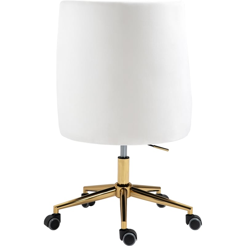 Meridian Furniture Karina Swivel Adjustable Cream Velvet and Gold Office Chair