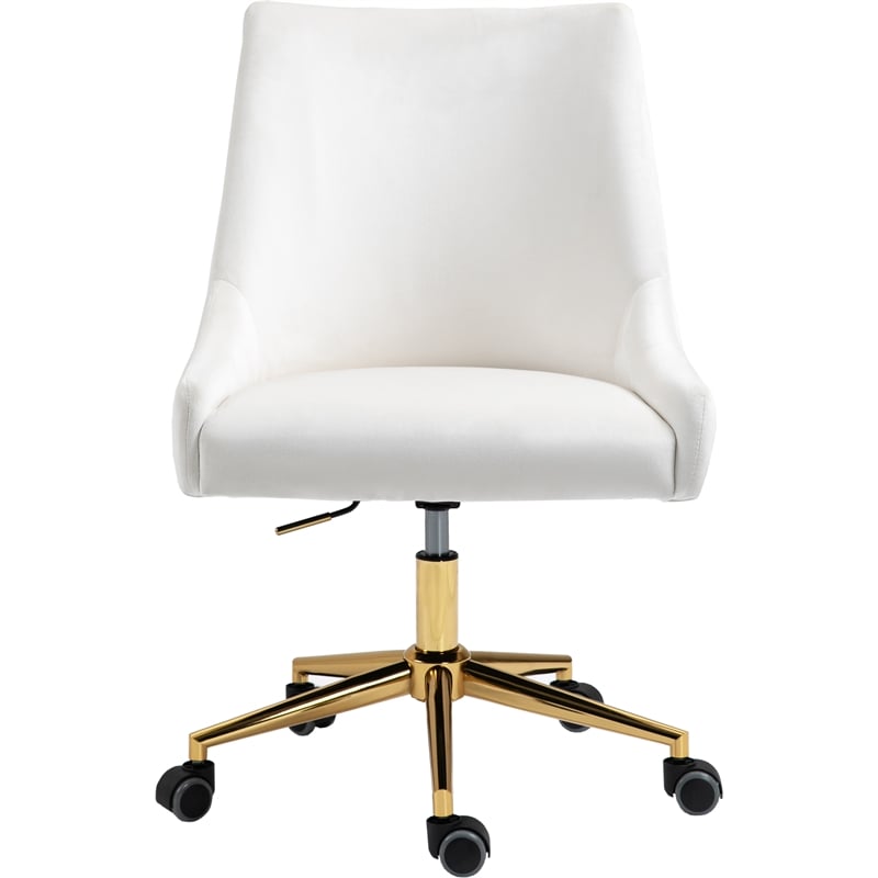 Meridian Furniture Karina Swivel Adjustable Cream Velvet and Gold Office Chair