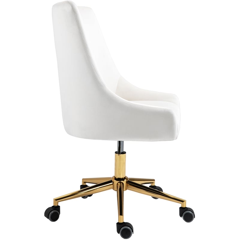 Meridian Furniture Karina Swivel Adjustable Cream Velvet and Gold Office Chair