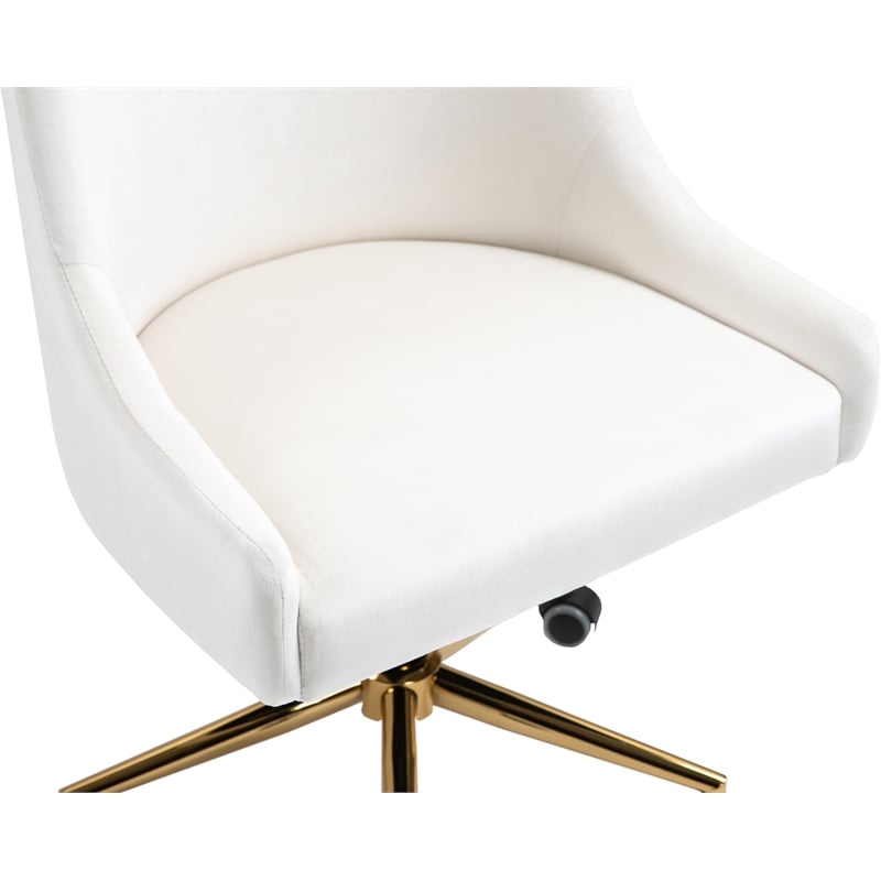 Meridian Furniture Karina Swivel Adjustable Cream Velvet and Gold Office Chair