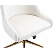 Meridian Furniture Karina Swivel Adjustable Cream Velvet and Gold Office Chair