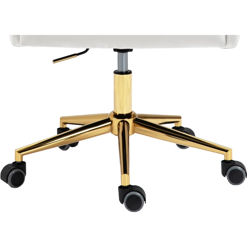 Meridian Furniture Karina Swivel Adjustable Cream Velvet and Gold Office Chair