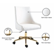 Meridian Furniture Karina Swivel Adjustable Cream Velvet and Gold Office Chair