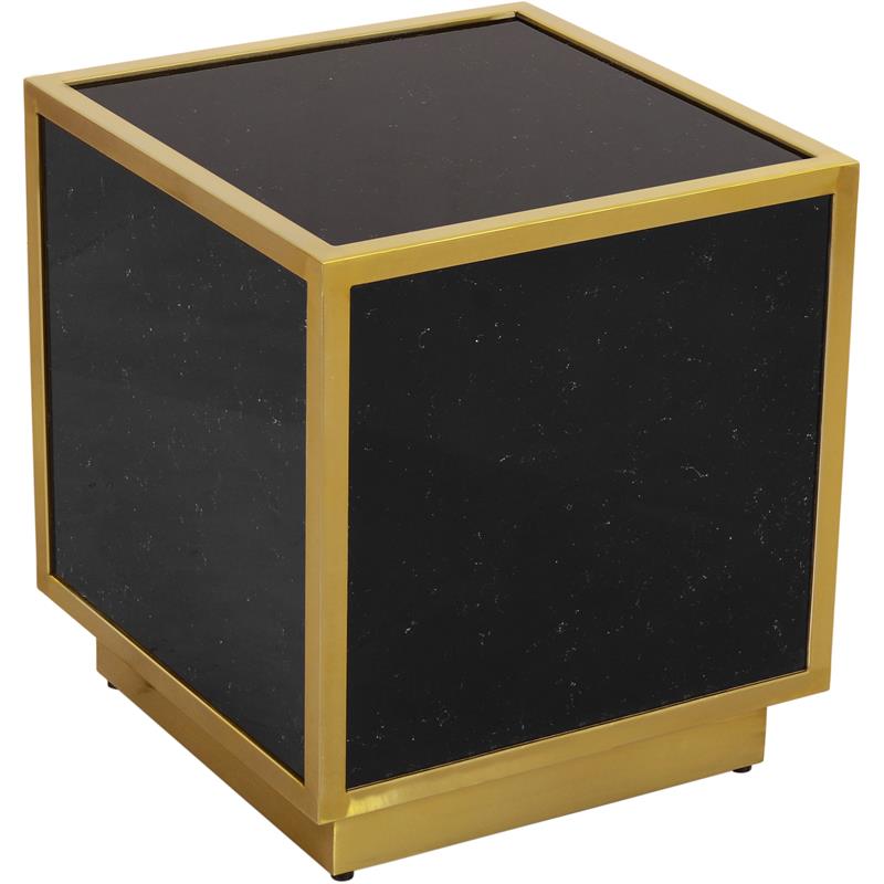 Meridian Furniture Glitz Black Faux Marble Top End Table with Gold
