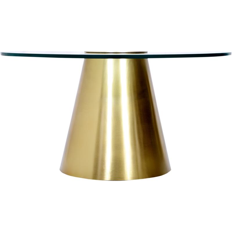 Meridian Furniture Glassimo Glass Top Coffee Table with Brushed Gold Iron Base