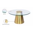 Meridian Furniture Glassimo Glass Top Coffee Table with Brushed Gold Iron Base