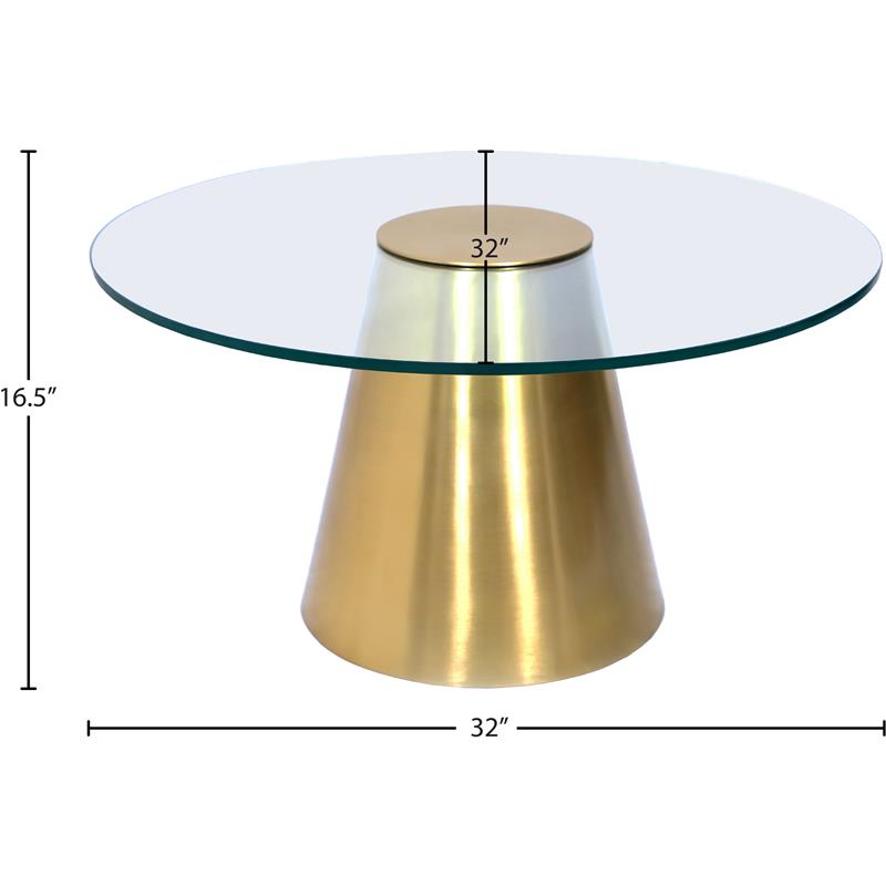 Meridian Furniture Glassimo Glass Top Coffee Table with Brushed Gold Iron Base