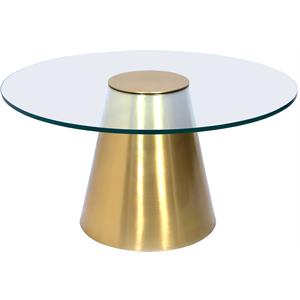meridian furniture glassimo glass top coffee table with brushed gold iron base