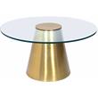 Meridian Furniture Glassimo Glass Top Coffee Table with Brushed Gold Iron Base